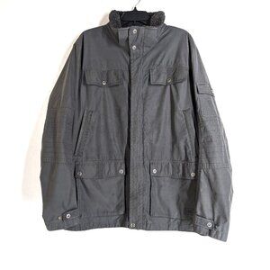 REI Jacket Men's‎ XL Gray Riprock Utility Zip Snap Pockets Lining Parka READ